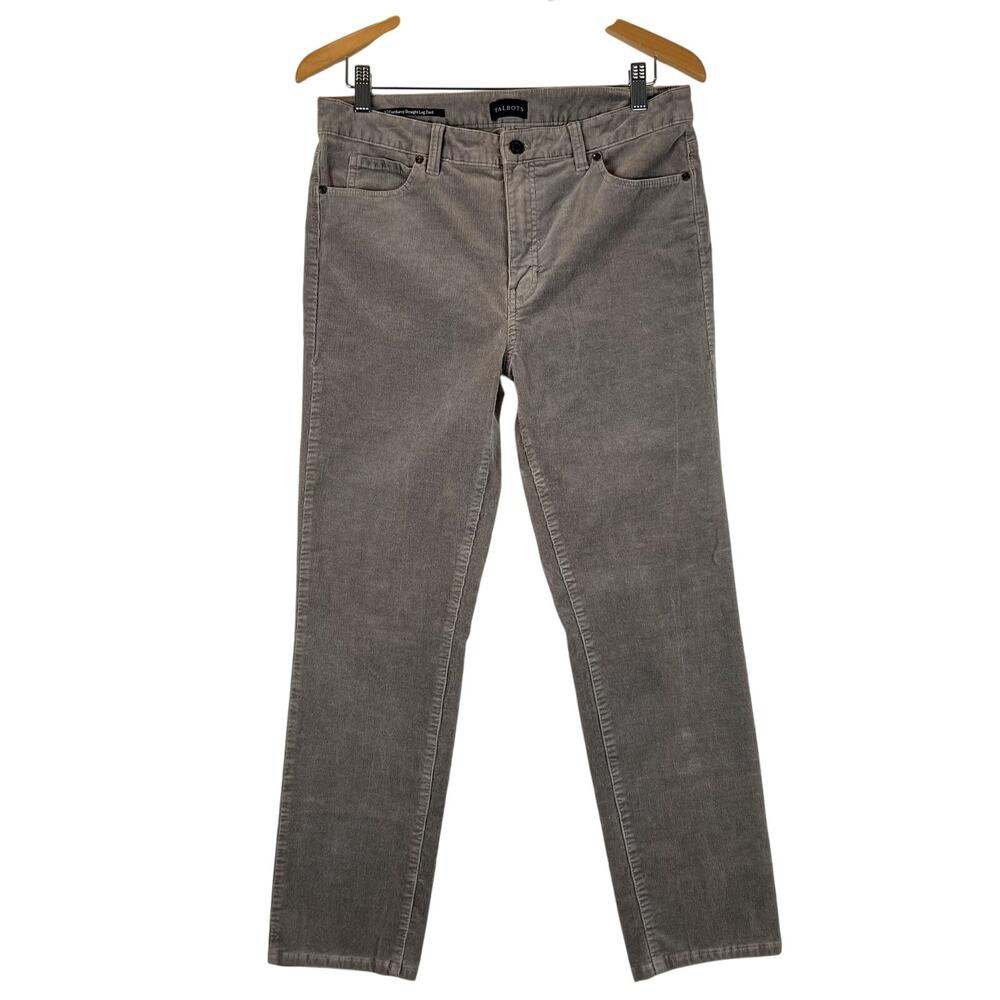 Talbots Corduroy Pants Womens 8 Gray Straight Leg Stretch Cords Jeans